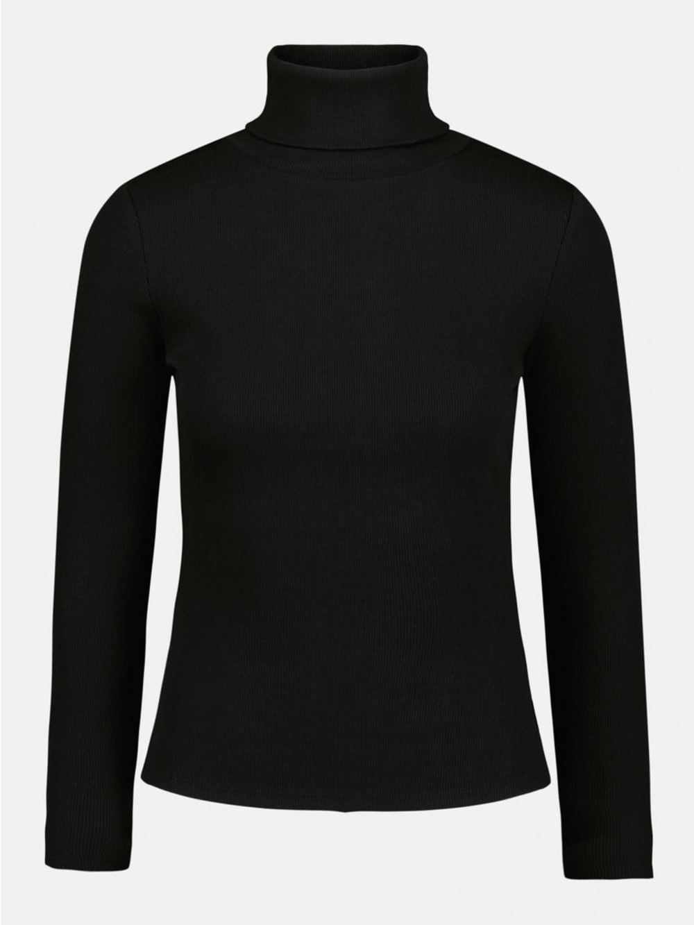 Slim Black Ribbed Turtleneck Long Sleeve Top - Women